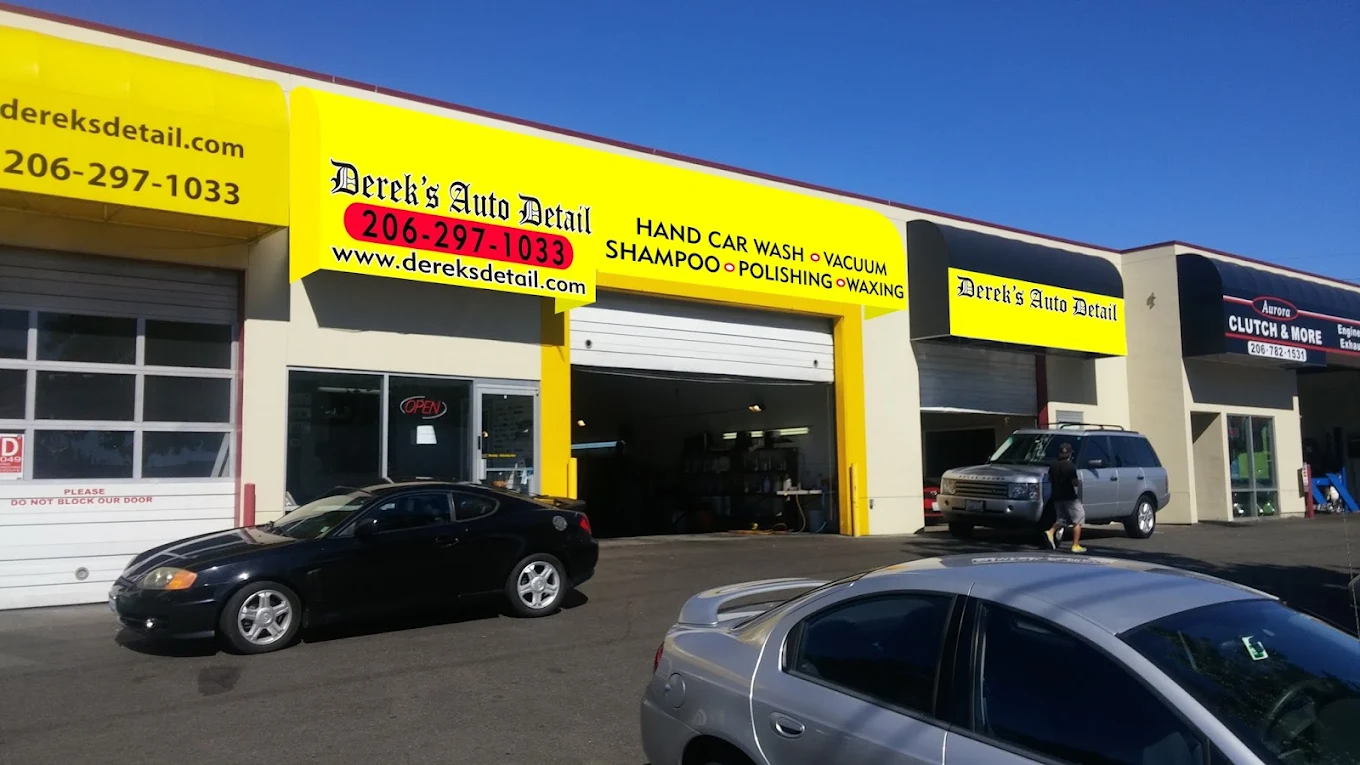Derek's Auto Detail shop front on Aurora Ave N in Seattle